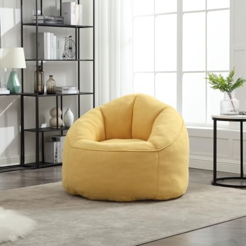Yellow Memory Foam Bean Bag Chair with Ottoman H25801