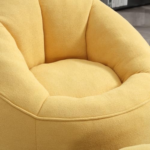 Yellow Memory Foam Bean Bag Chair with Ottoman H25801