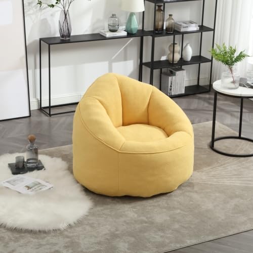 Yellow Memory Foam Bean Bag Chair with Ottoman H25801