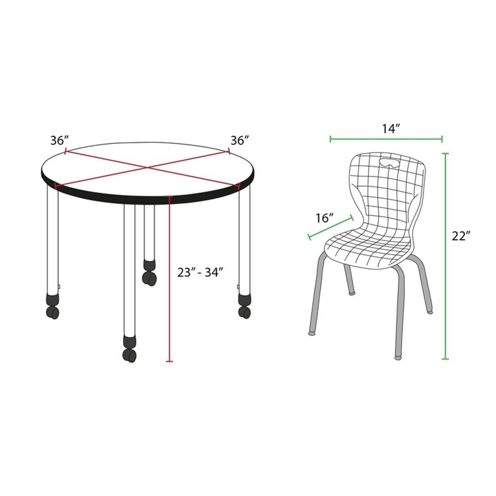 Round Mobile Maple Table with 4 Stack Chairs Q36443