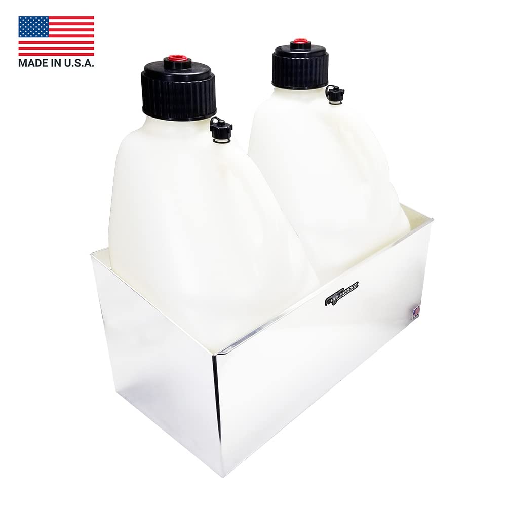 Double Utility Fuel Jug Holder Storage Rack Shelf - Holds Two 5-Gallon Jugs - Anti-Rusting Aluminum U814779