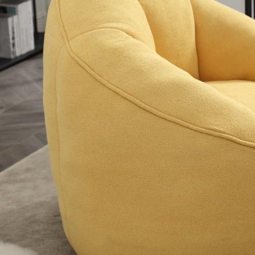 Yellow Memory Foam Bean Bag Chair with Ottoman H25801