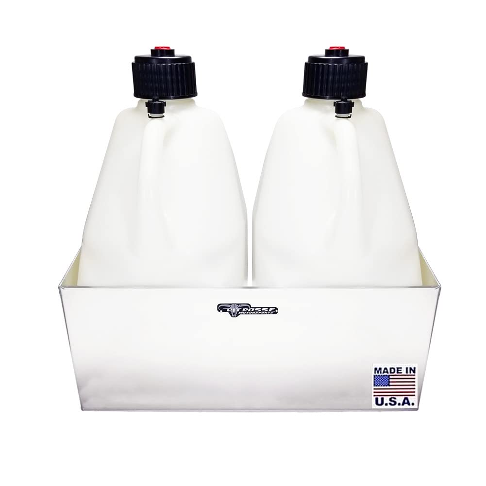 Double Utility Fuel Jug Holder Storage Rack Shelf - Holds Two 5-Gallon Jugs - Anti-Rusting Aluminum U814779