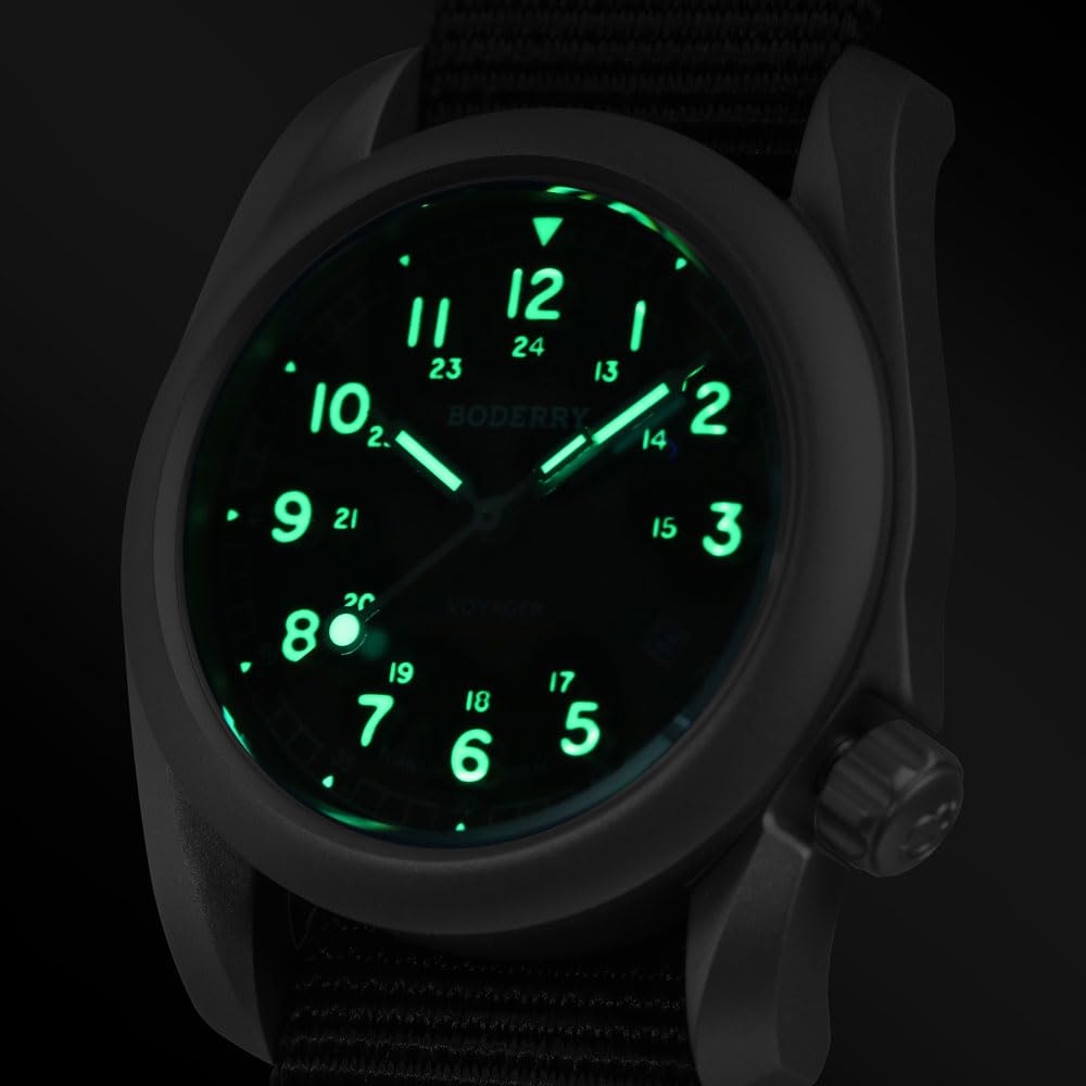 Titanium Automatic Field Watch 40mm Day Date 100M Waterproof Nylon Strap O968