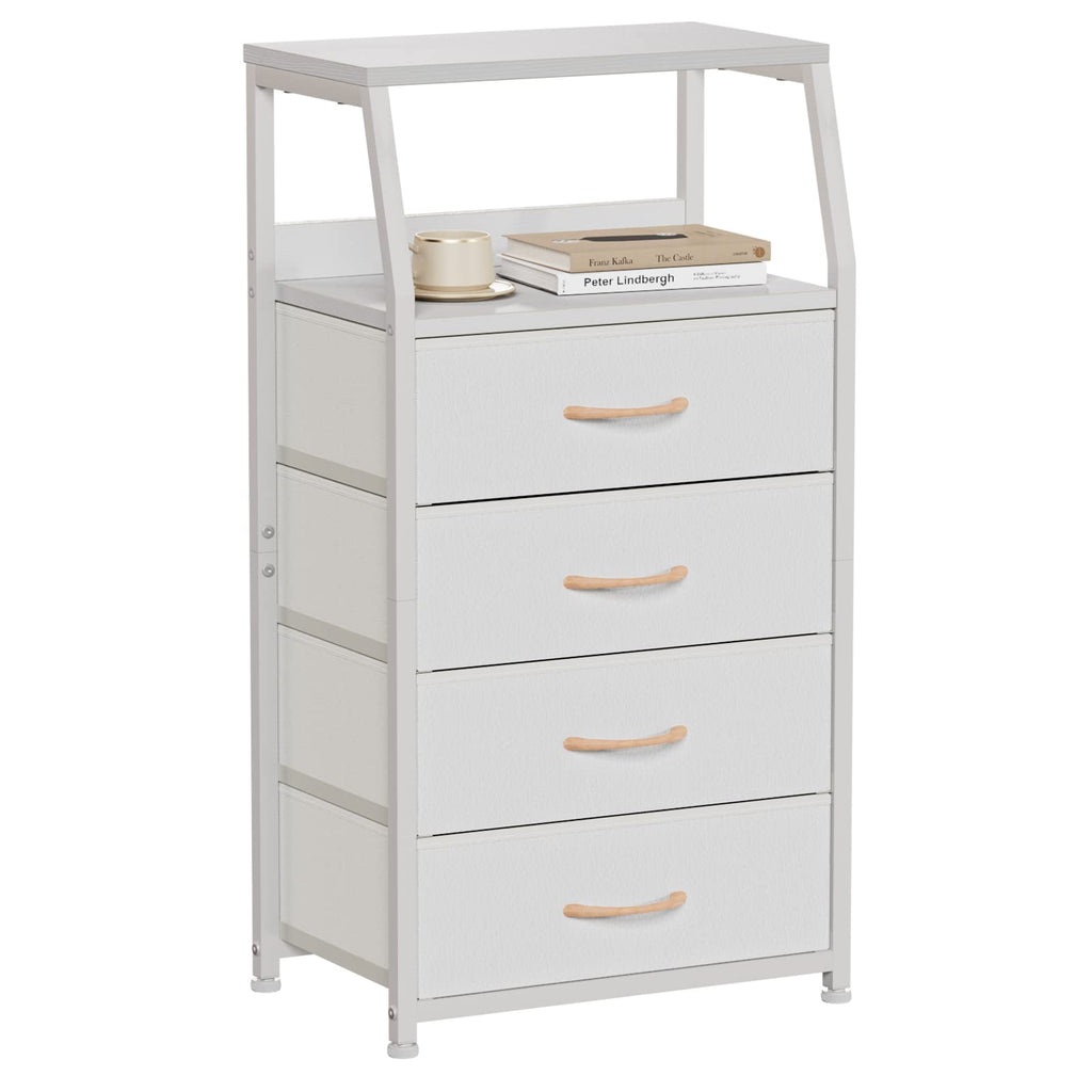White 4 Drawer Dresser with 5 Storage Bins R818