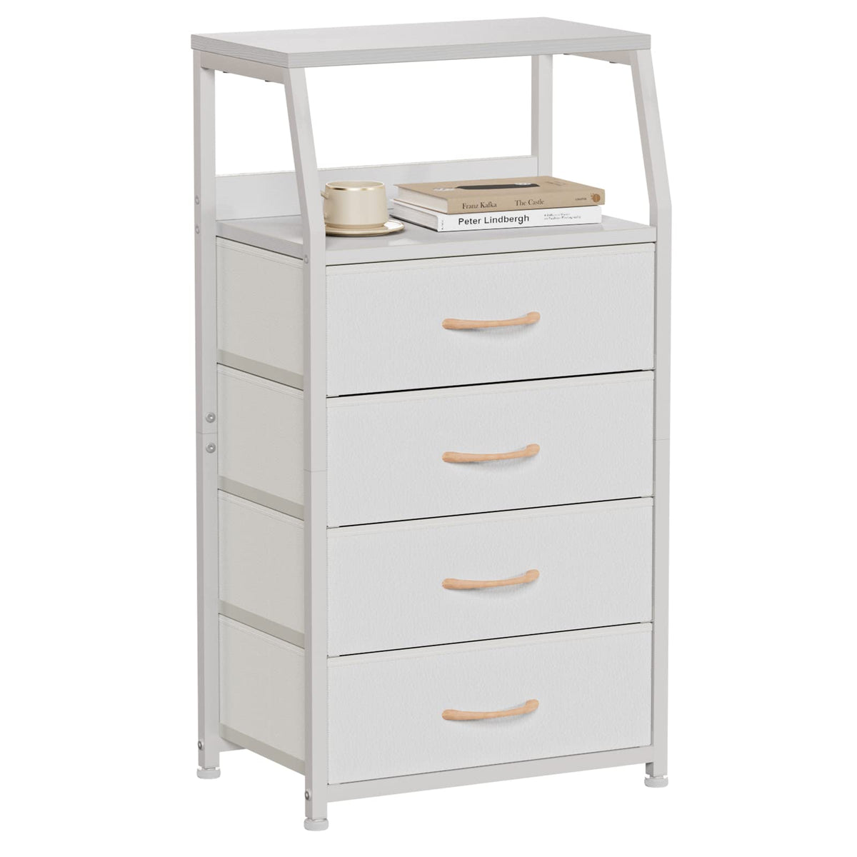 White 4 Drawer Dresser with 5 Storage Bins R818
