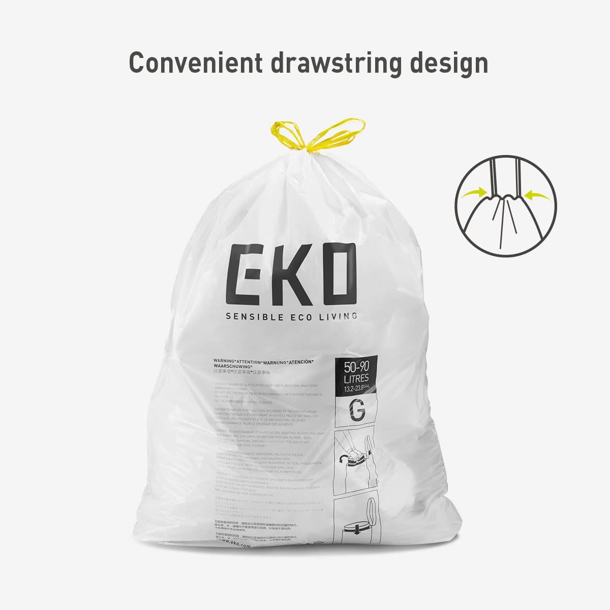 21 Gallon 60 Count Drawstring Unscented Trash Bags A507