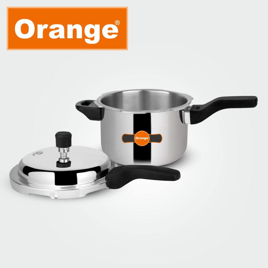 Orange Triply Stainless Steel Pressure Cooker 3L S38638