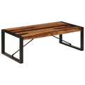 Farmhouse Coffee Table with Storage Cabinets Solid Sheesham Wood U95647