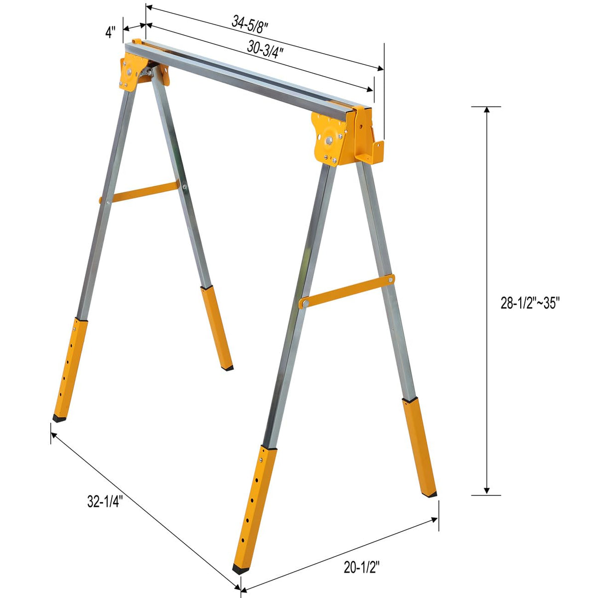 2 Pack Adjustable Height Folding Steel Sawhorse B980
