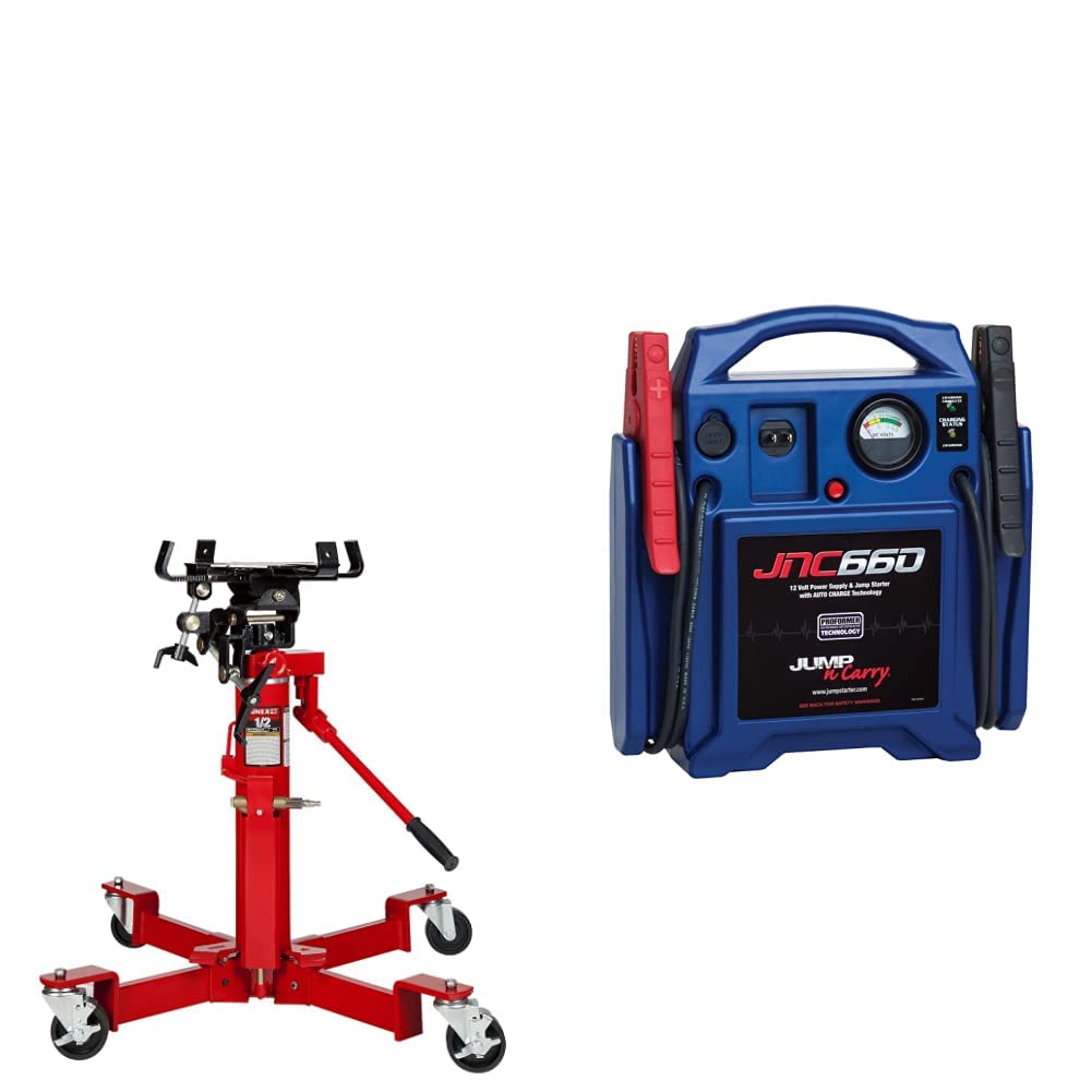 1000-Pound Air and Hydraulic Telescopic Transmission Jack and 1700 Peak Amp 12 Volt Jump Starter V835