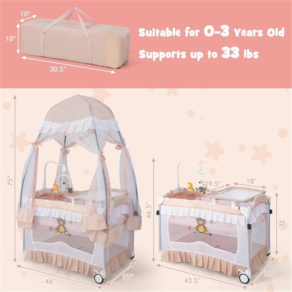 Pink 4-in-1 Portable Playard with Carry Bag G78195