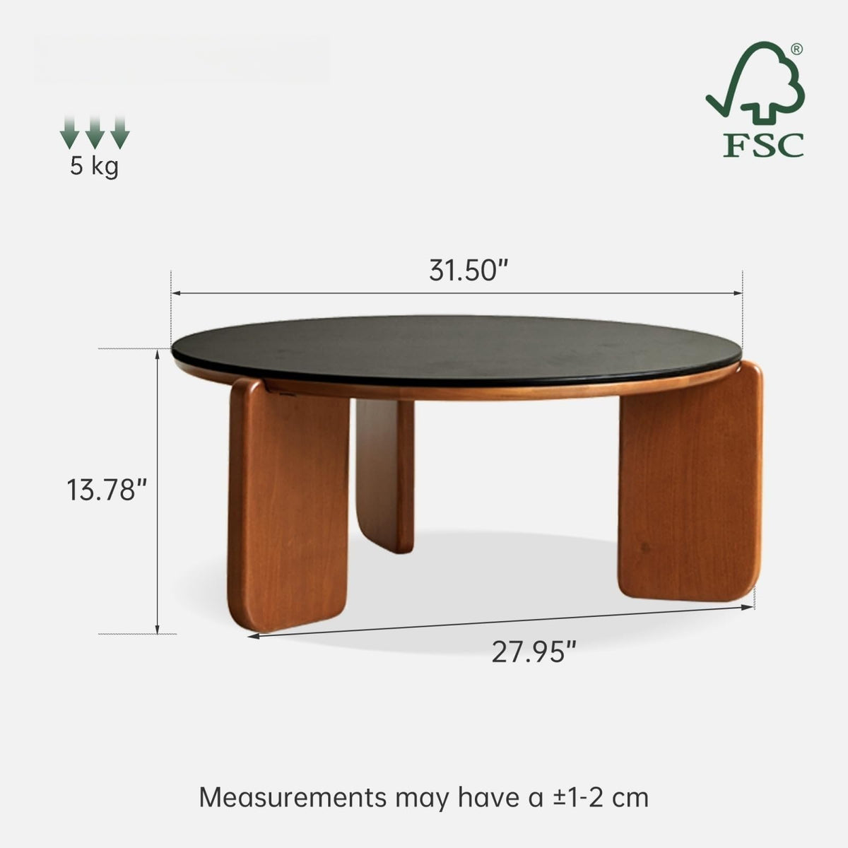 31.5" Round Sintered Stone Top Coffee Table X507
