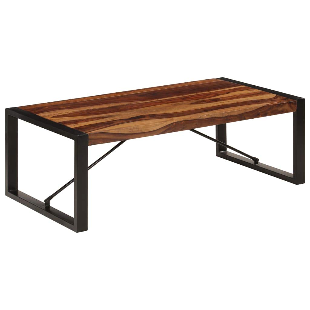 Farmhouse Coffee Table with Storage Cabinets Solid Sheesham Wood U95647