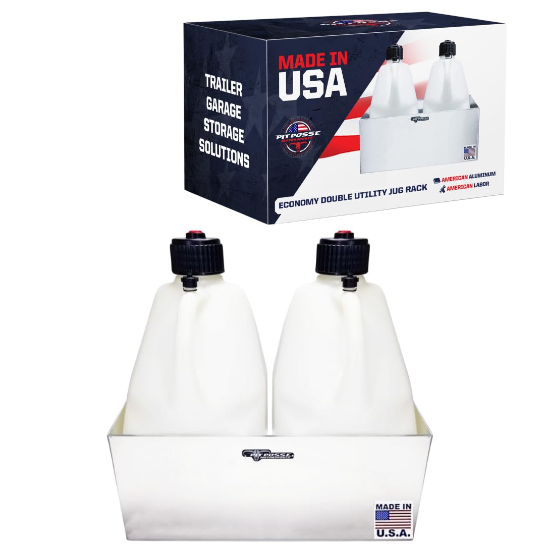 Double Utility Fuel Jug Holder Storage Rack Shelf - Holds Two 5-Gallon Jugs - Anti-Rusting Aluminum U814779