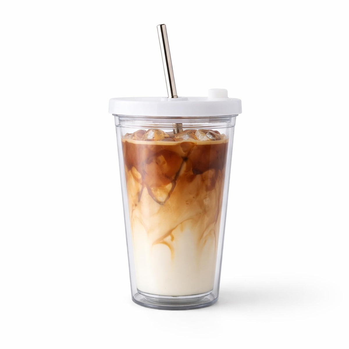 16 Oz Clear Plastic Insulated Tumbler with Lid and Straw S85180