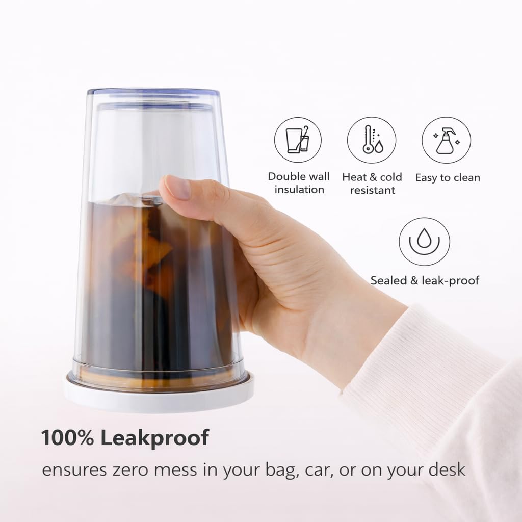 16 Oz Clear Plastic Insulated Tumbler with Lid and Straw S85180