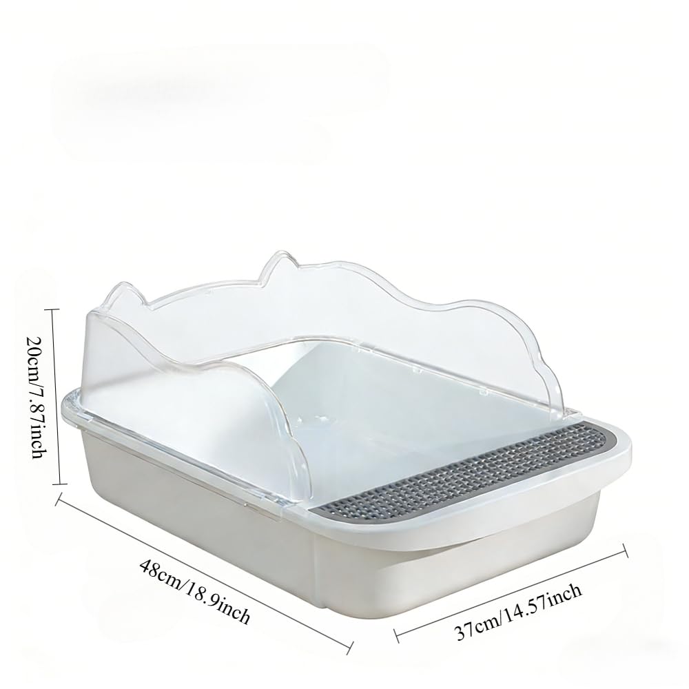 Open Top High Sided Cat Litter Box with Removable Tray and Scoop T638955