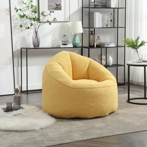 Yellow Memory Foam Bean Bag Chair with Ottoman H25801