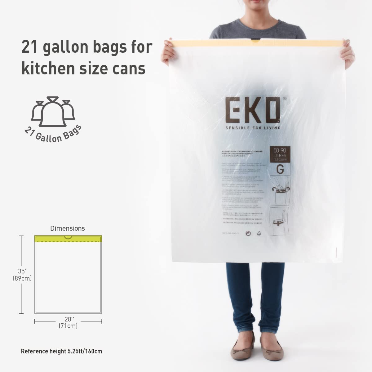 21 Gallon 60 Count Drawstring Unscented Trash Bags A507