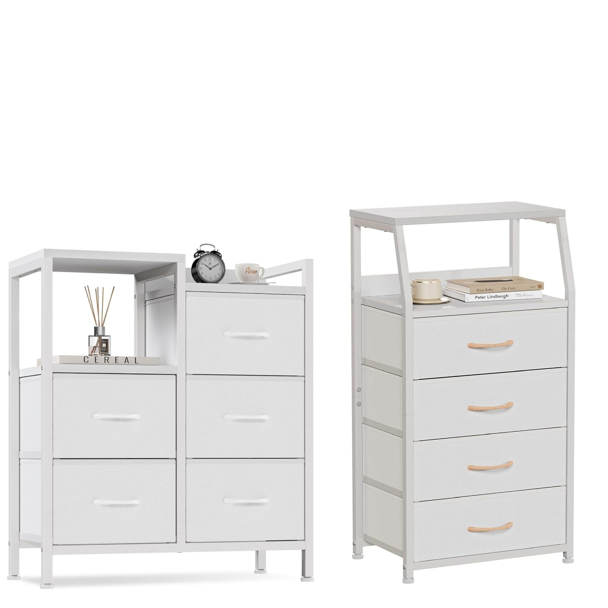 White 4 Drawer Dresser with 5 Storage Bins R818