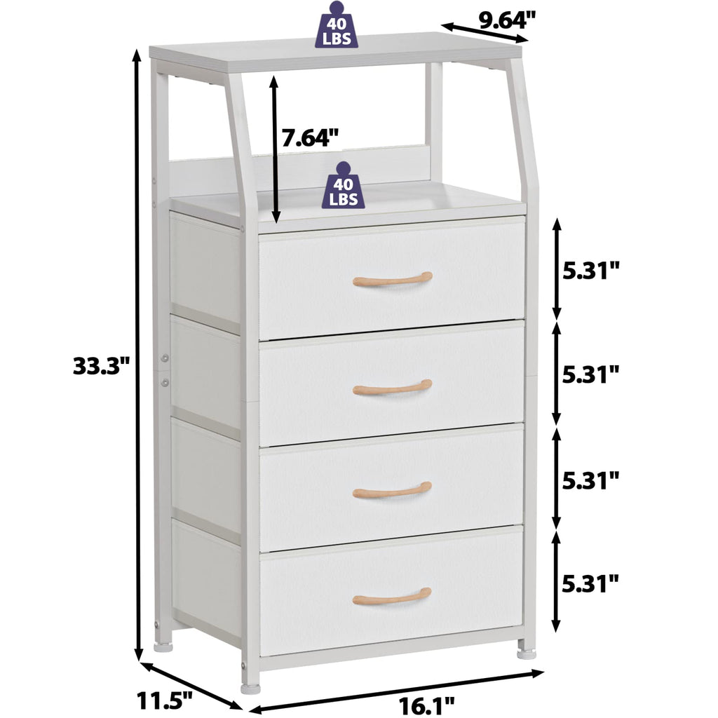 White 4 Drawer Dresser with 5 Storage Bins R818