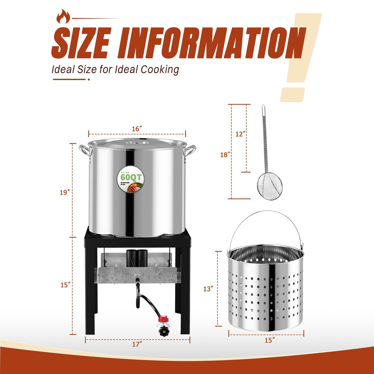Stainless Steel 60QT Crawfish Boiler with Cover & Skimmer M848389