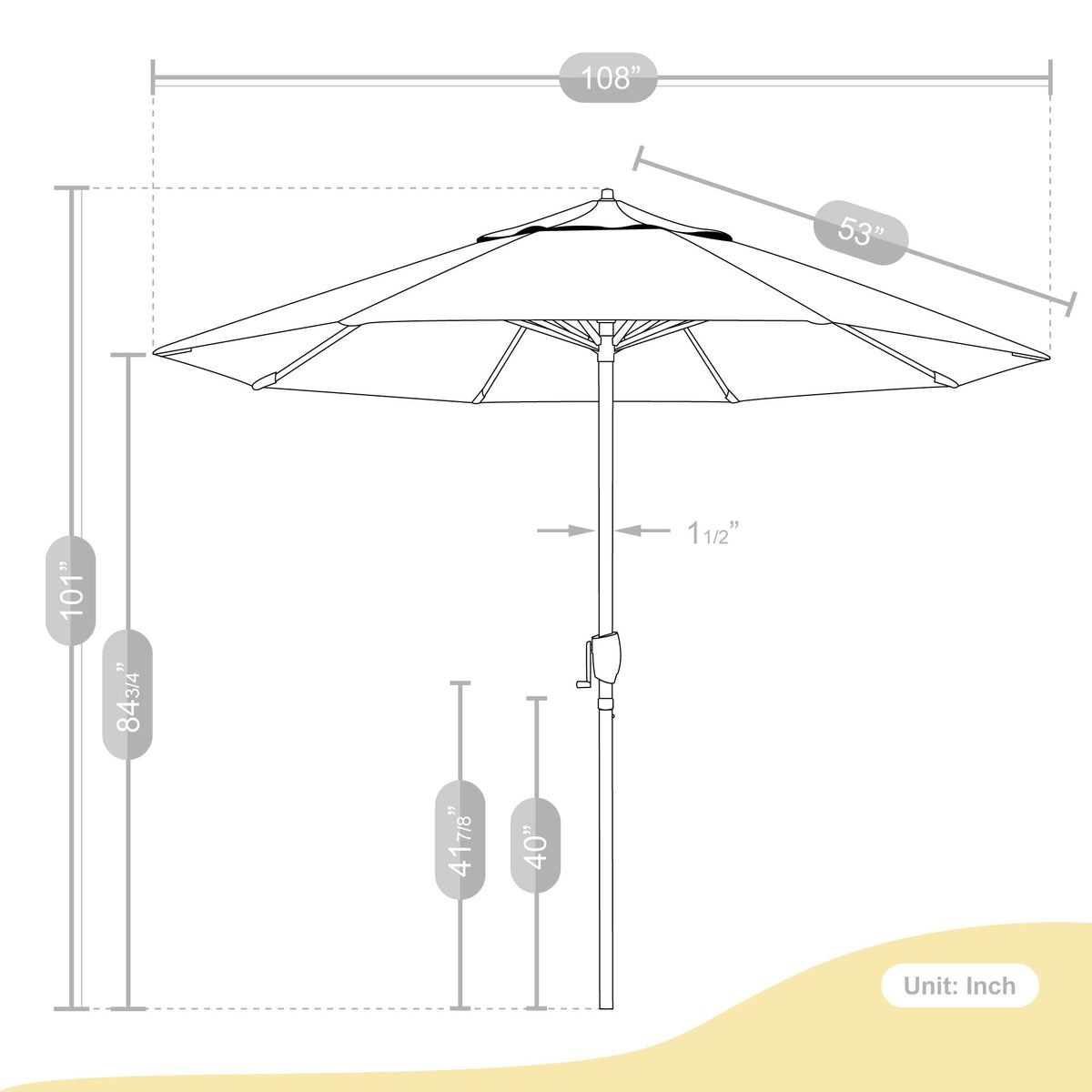 9' Round Aluminum Outdoor Patio Umbrella A33904