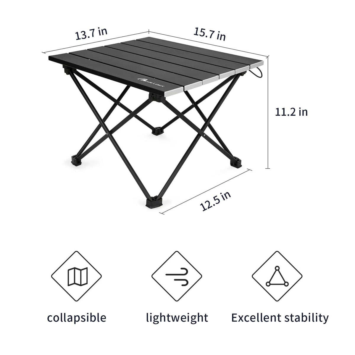 Ultralight Folding Camping Table with Carry Bag Black Q97946