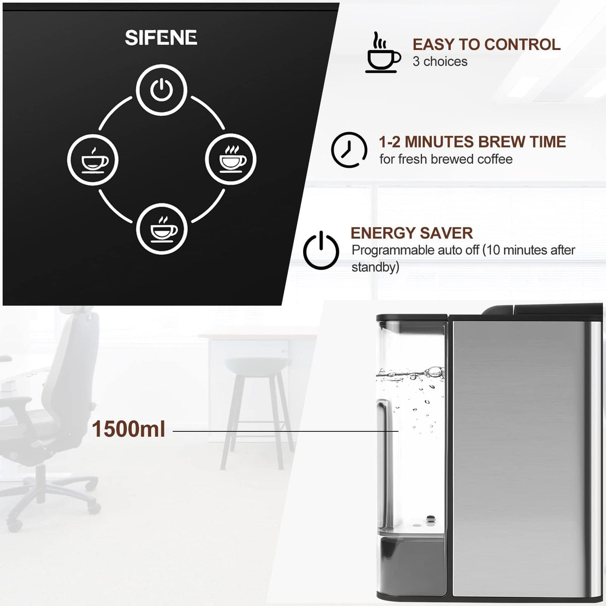3-in-1 Single Serve Coffee Machine, 50 oz, Black A246