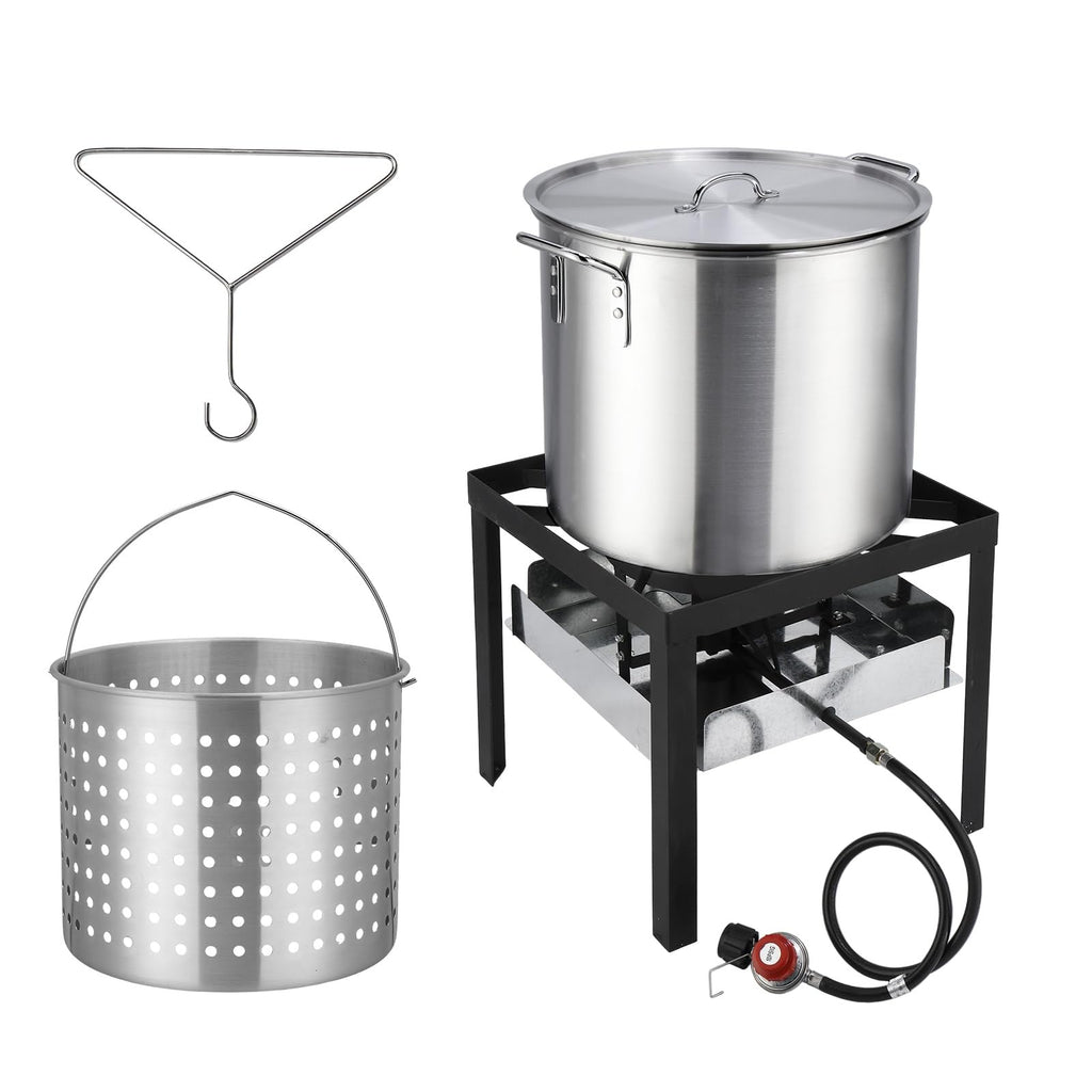 60QT Aluminum Seafood Boil Pot with Basket Y793723