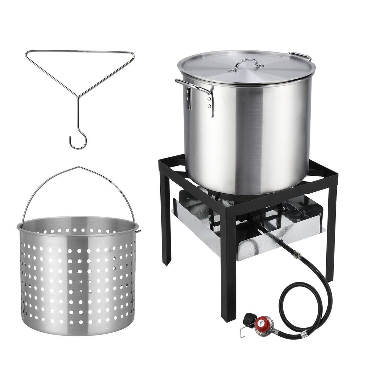 60QT Aluminum Seafood Boil Pot with Basket Y793723