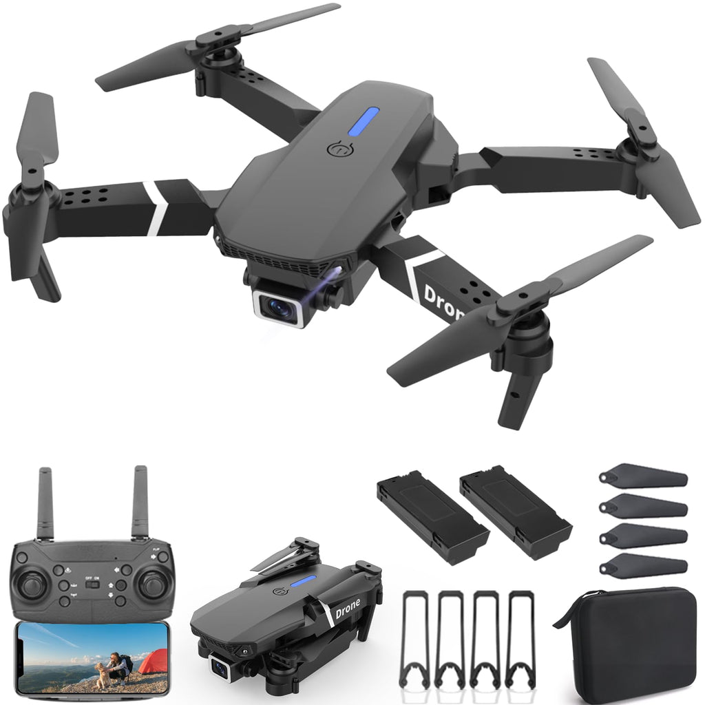 Foldable RC Quadcopter Drone with 1080P Camera, 2 Batteries, Carrying Case K274465