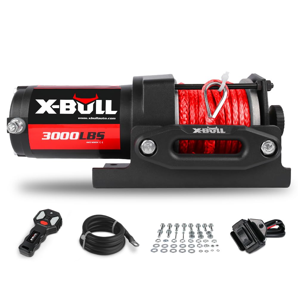 12V 3000LBS Synthetic Rope Electric Winch with Mounting Bracket L93848