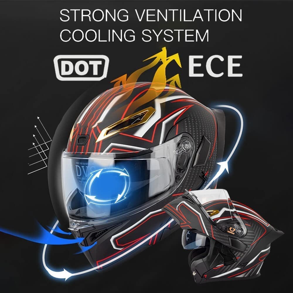 Bluetooth Modular Motorcycle Helmet with Flip Up Dual Anti-Fog Visors W51273