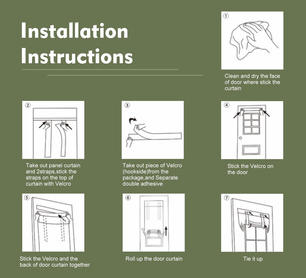 Blackout Tie Up Door Curtain 1 Panel W3527