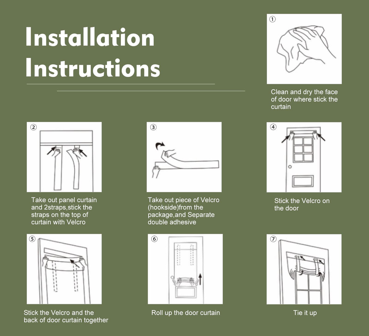 Blackout Tie Up Door Curtain 1 Panel W3527