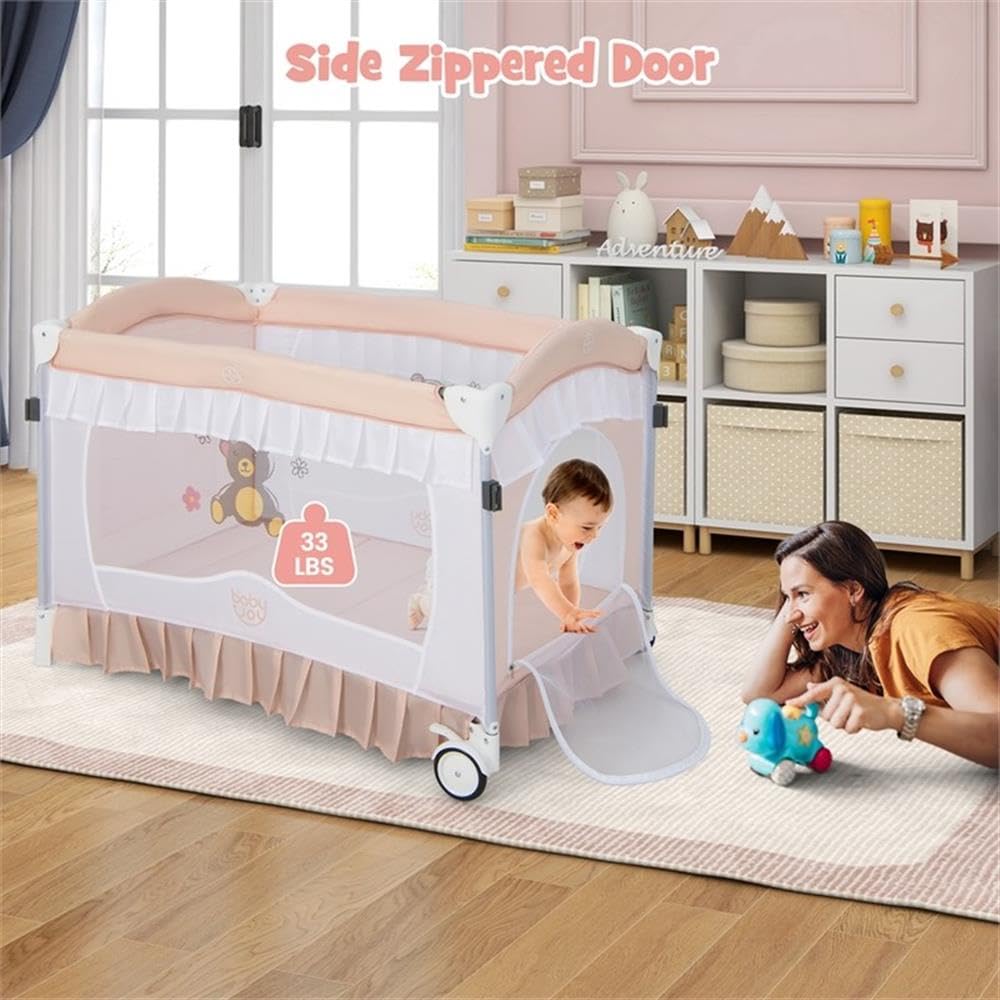 Pink 4-in-1 Portable Playard with Carry Bag G78195
