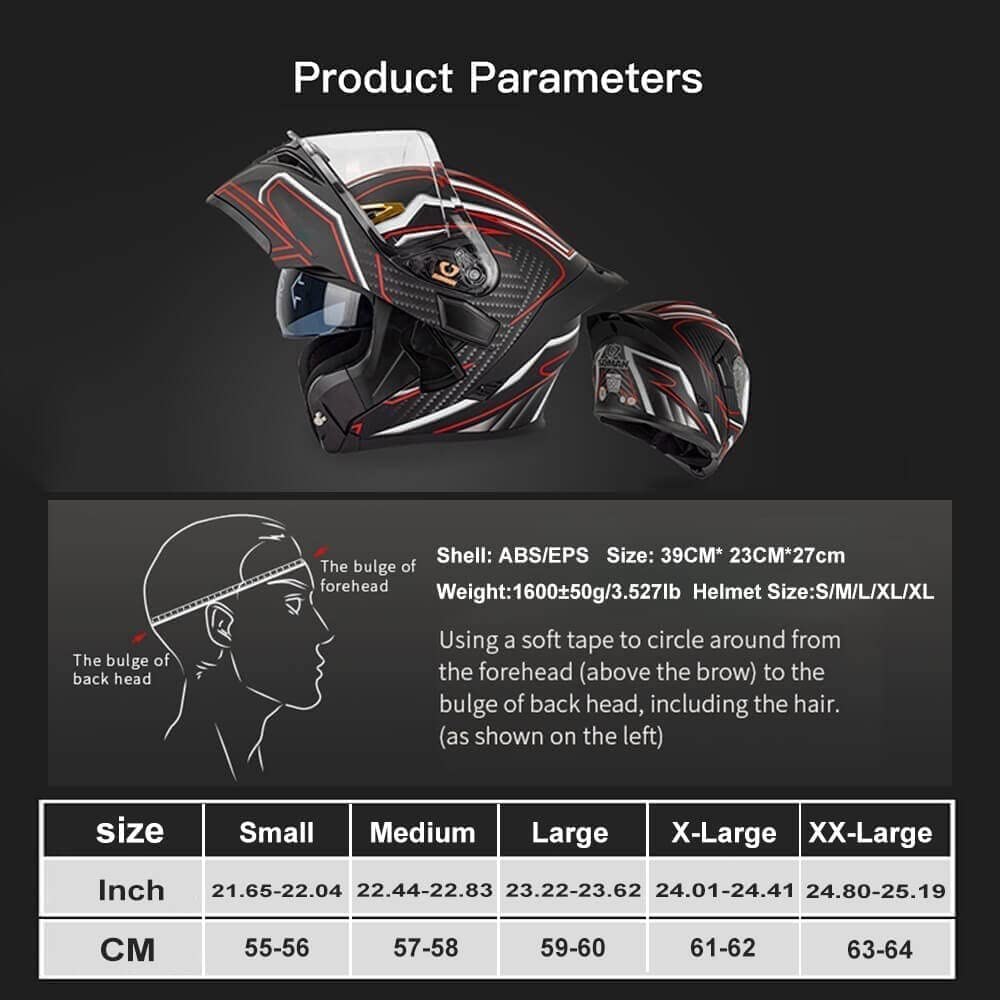 Bluetooth Modular Motorcycle Helmet with Flip Up Dual Anti-Fog Visors W51273