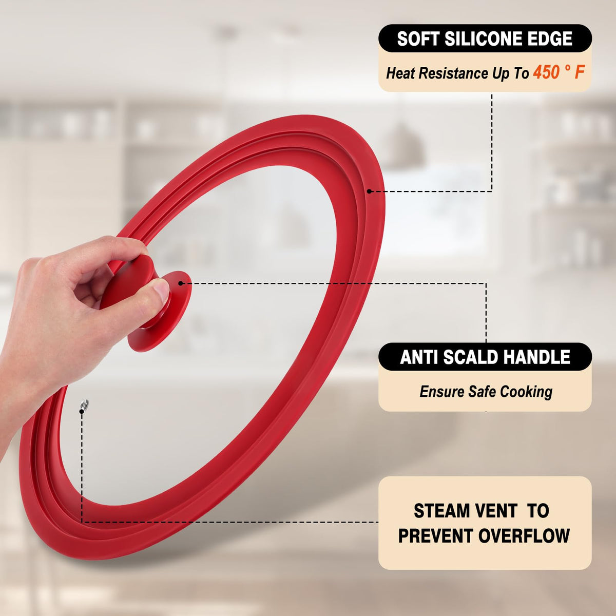 Universal Tempered Glass Pan Lid with Silicone Edge P13000
