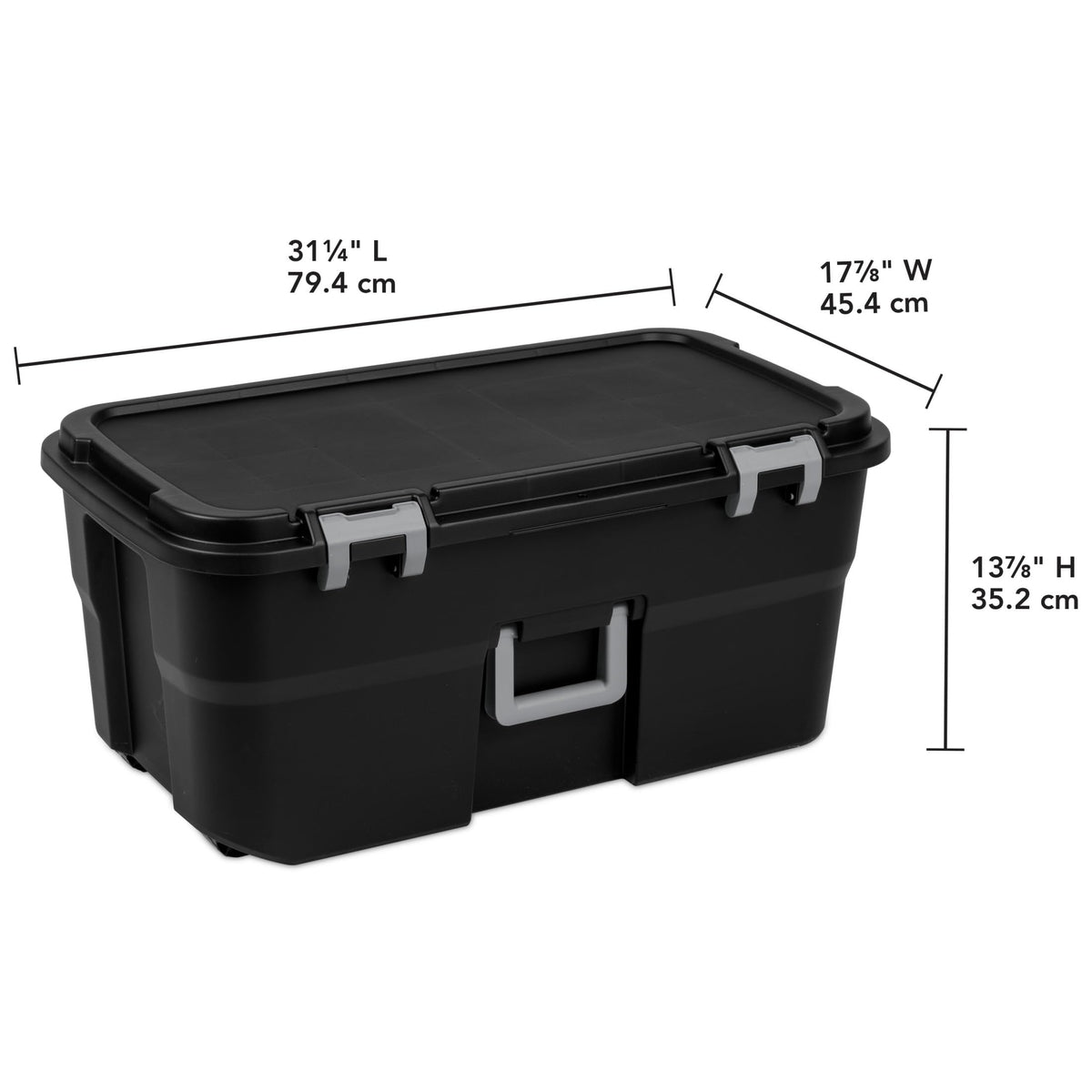 22 Gallon Black Wheeled Plastic Storage Trunk K7016