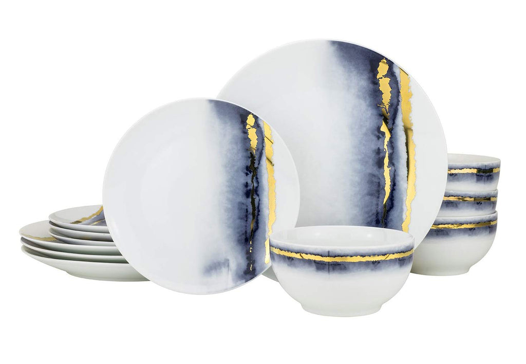 12-Piece Marble Porcelain Dinner Plates Set C171