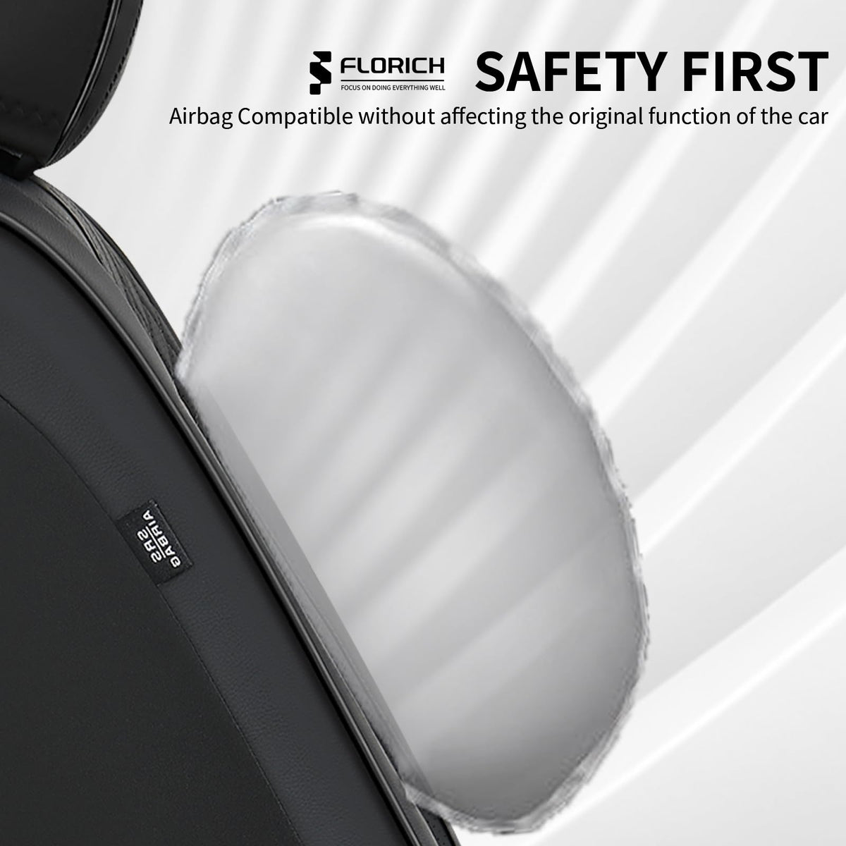 Black Leather Full Set Waterproof Car Seat Covers L82266