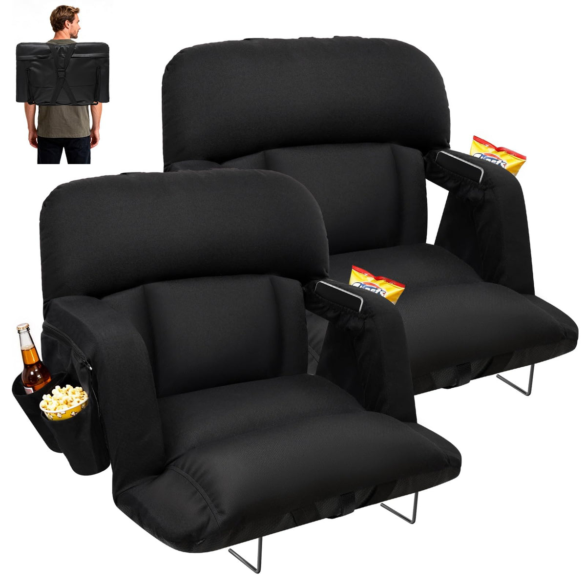 25'' Stadium Seat with Back Support, 2pcs A5199