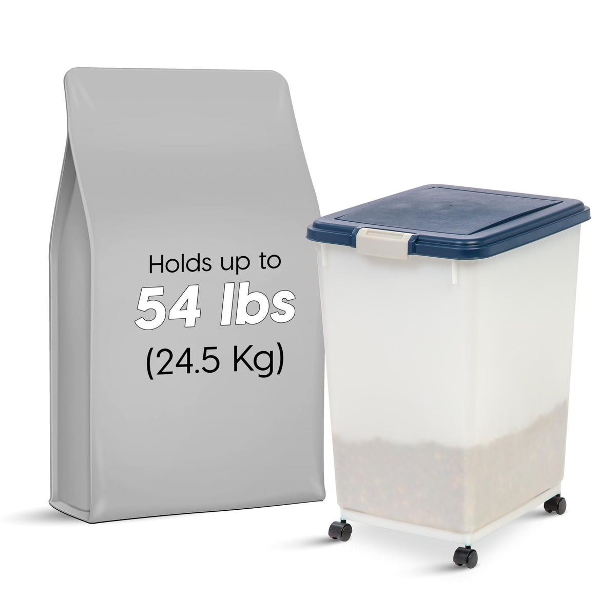 Dog Food Storage Container Up to 54 lbs Navy Pearl C1968
