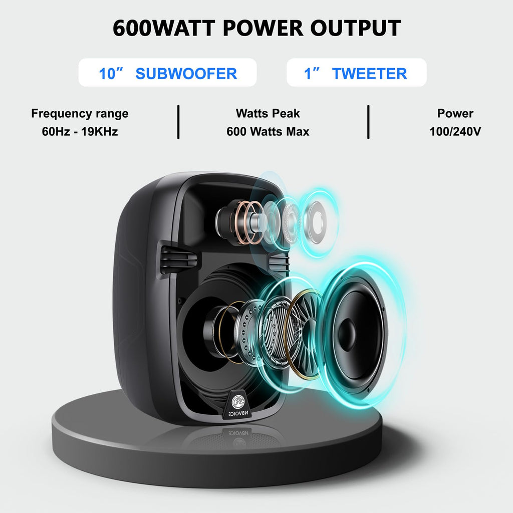 Portable 8-Channel PA System with Bluetooth and 2 Speaker Stands Q359