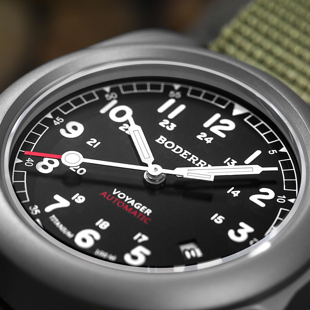 Titanium Automatic Field Watch 40mm Day Date 100M Waterproof Nylon Strap O968