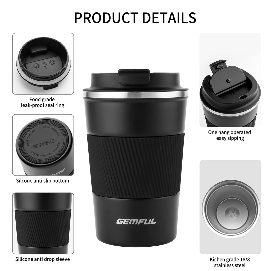 13oz Insulated Stainless Steel Travel Coffee Mugs Set (2 Pack) G9765