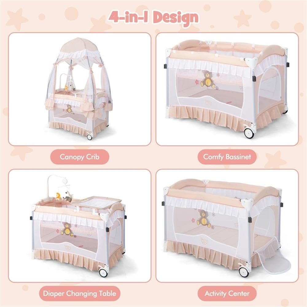 Pink 4-in-1 Portable Playard with Carry Bag G78195