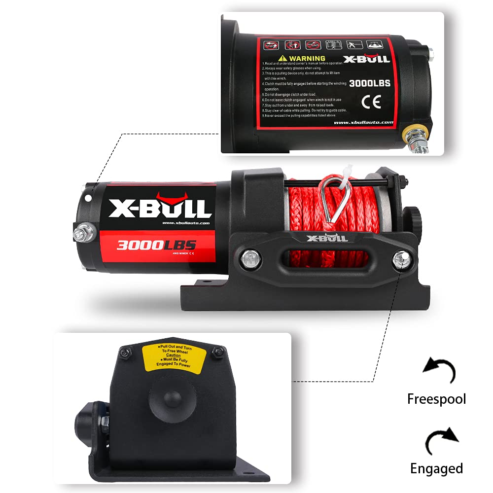 12V 3000LBS Synthetic Rope Electric Winch with Mounting Bracket L93848